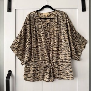 MICHAEL Michael Kors Beige and Black Abstract Blouse